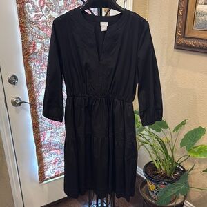 Chico's Black Long Sleeve Pleated Dress